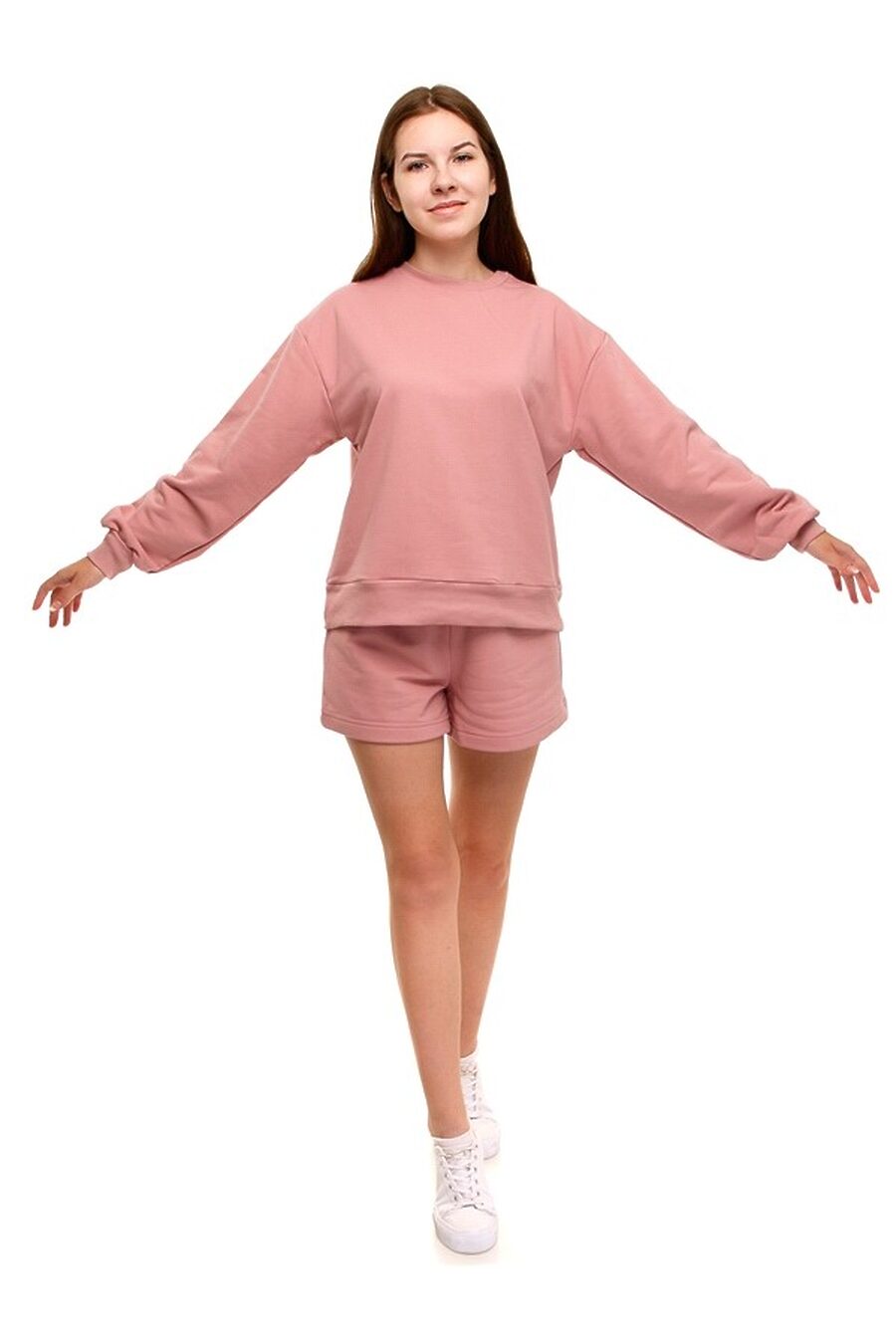 Костюм (свитшот+шорты) для девочек АПРЕЛЬ 684099 купить оптом от производителя. Совместная покупка детской одежды в OptMoyo